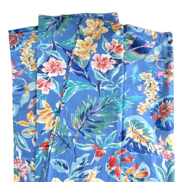 Pier 1 Import Fabric Shower Curtain Blue Tropical Floral New Discontinued - Picture 1 of 6